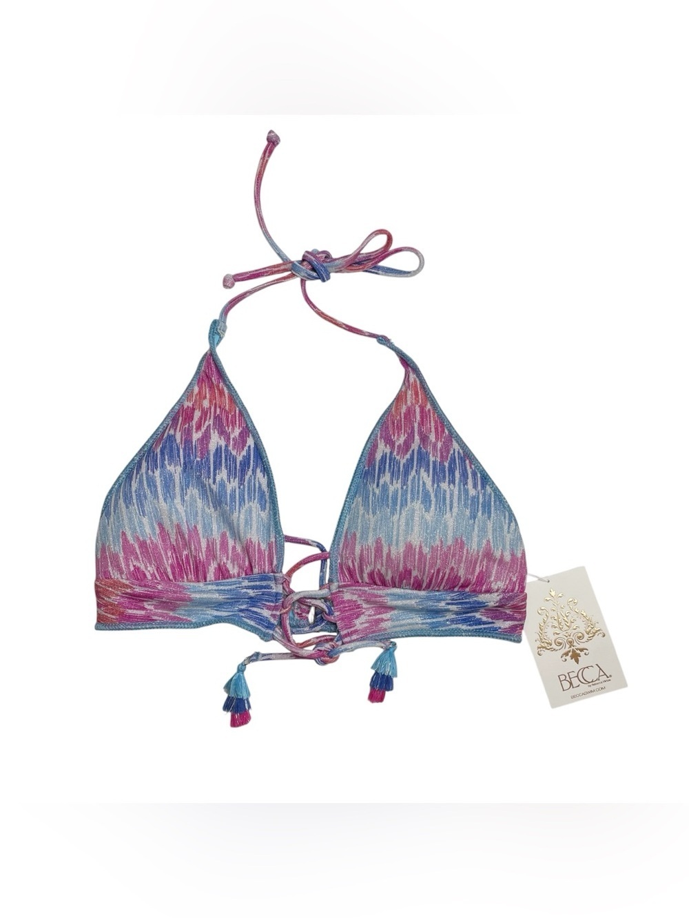 BECCA Joshua Tree Halter Bikini Top Blue Purple Pink Medium New NWT